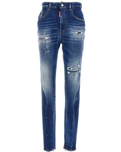 DSquared² Super Twinky Distressed Skinny Jeans - Blue