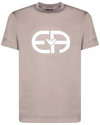 Emporio Armani Logo Printed Crewneck T-shirt - Grey