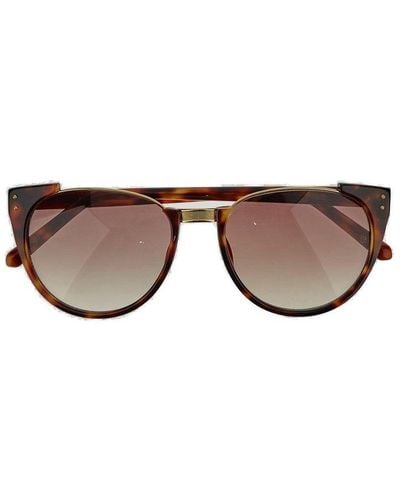 Linda Farrow Oval Frame Sunglasses - Gray