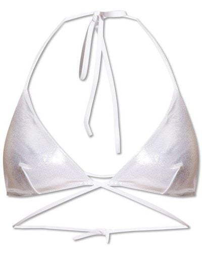 DSquared² Metallic Effect Bikini Triangle Top - White