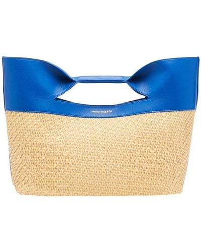 Alexander McQueen Woven Top Handle Bag - Blue