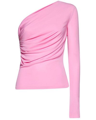 DSquared² One-shoulder Long-sleeved Ruched Top - Pink