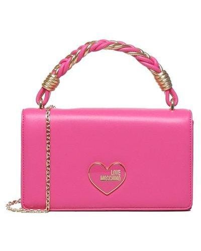 Love Moschino Handheld Handbag With Chain Shoulder Strap - Pink