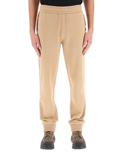Burberry Check Panel Jogging Trousers - Natural