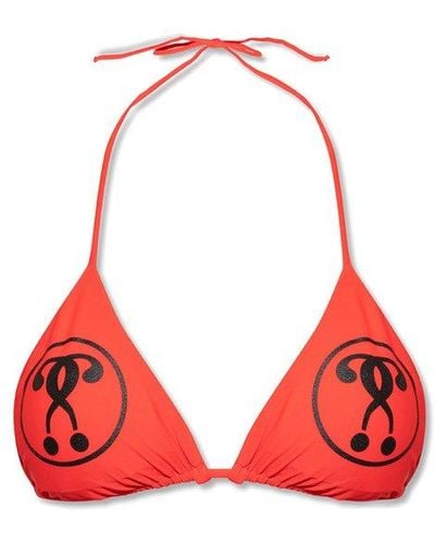 Moschino Swimsuit Top With Logo - Red