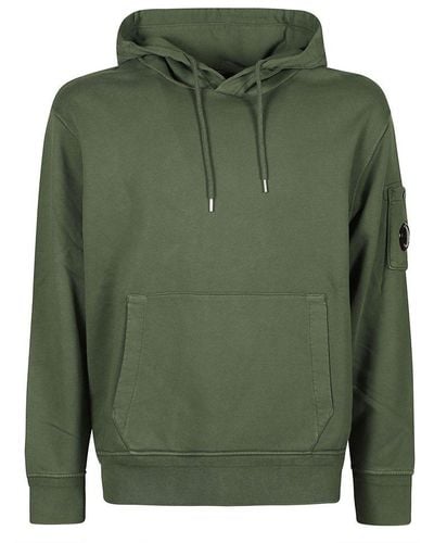 C.P. Company Diagonal Fleece Hooded Sweatshirt - Green