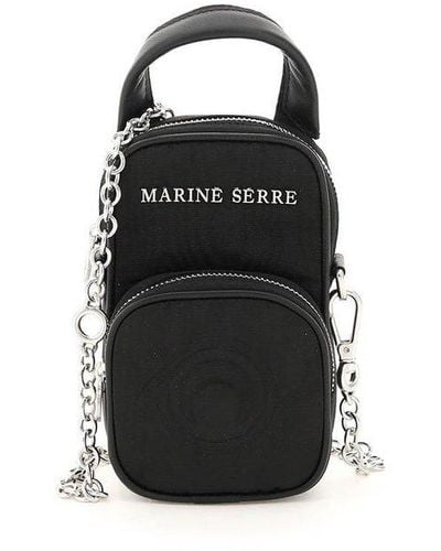 Marine Serre Logo Lettering Chain Linked Crossbody Bag - Black