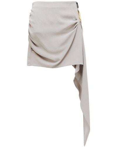 Elisabetta Franchi Asymmetric Hem Draped Mini Skirt - Grey