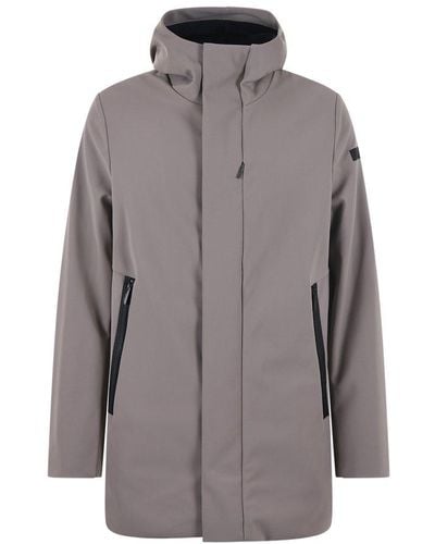 Rrd Zip Detailed Long-sleeved Coat - Grey