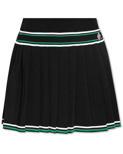 Casablancabrand Striped Pleated Straight Hem Skirt - Black