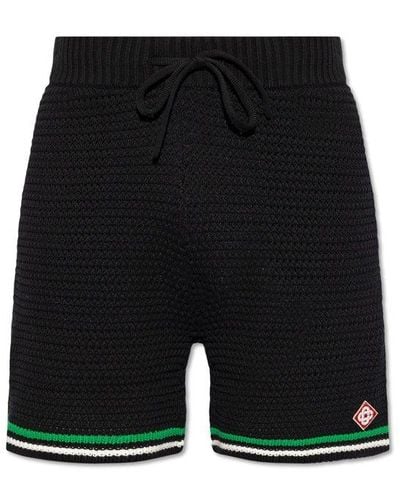 Casablancabrand Drawstring Crochet Tennis Shorts - Black