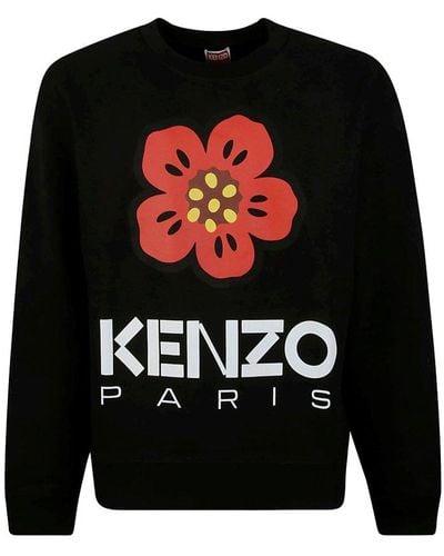 KENZO Logo Printed Crewneck Sweatshirt - Black