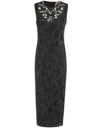 N°21 No21 Floral-embroidered Sleeveless Midi Dress - Black