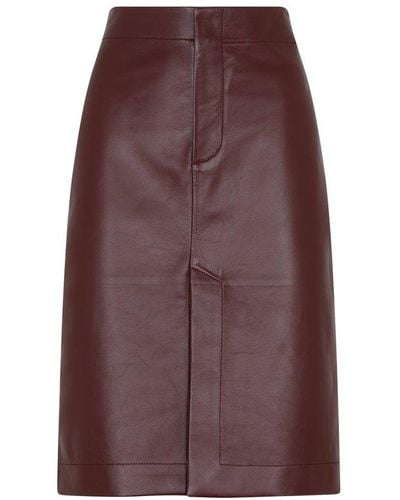 Bottega Veneta Soft Leather Skirt - Purple