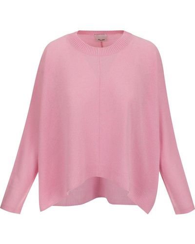 Allude Long Sleeved Fine Knit Jumper - Pink