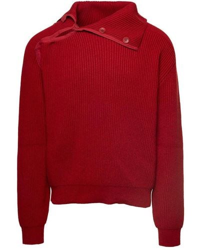 Jacquemus Asymmetric Knit Sweater - Red