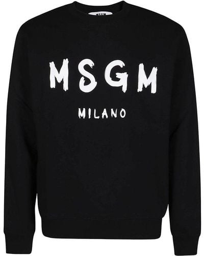 MSGM Logo Printed Crewneck Sweatshirt - Black