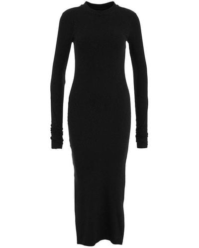 Thom Krom Side-slit Crewneck Fitted Dress - Black