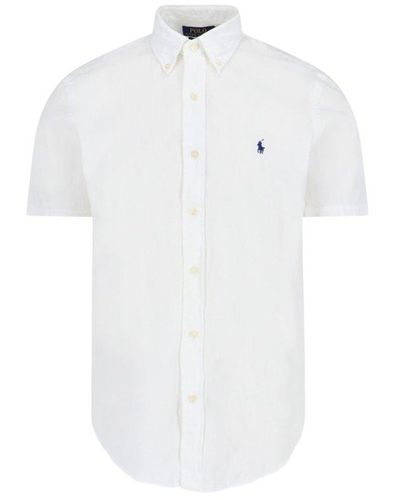 Polo Ralph Lauren Logo Embroidered Short-sleeved Shirt - White