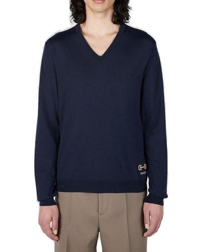Gucci Horsebit Knitted Sweater - Blue