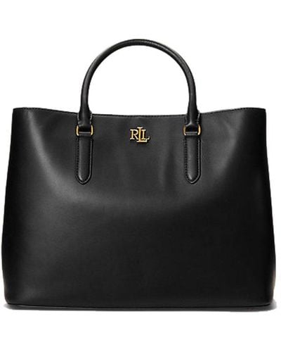 Lauren by Ralph Lauren Marcy Leather Small Tote Bag - Black
