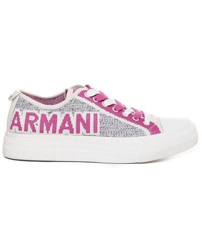 Emporio Armani Logo Detailed Low-top Sneakers - Pink