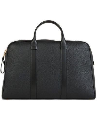 Tom Ford Leather Zipper L Briefcase - Black