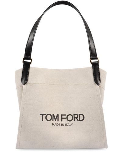 Tom Ford Amalfi Logo Printed Tote Bag - Natural