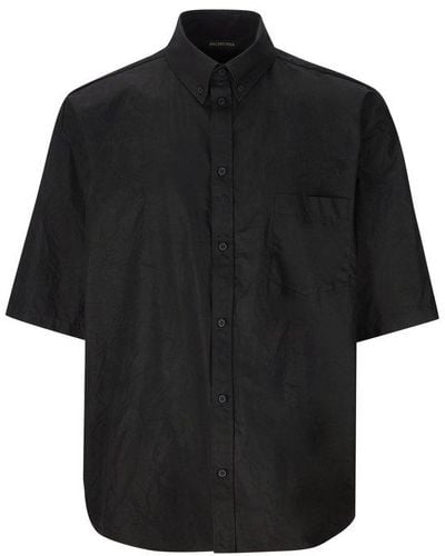 Balenciaga Tape Type Short-sleeved Shirt - Black