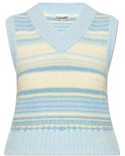 Ganni Vest With Pattern - Blue