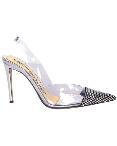 Alexandre Vauthier Amber Crystal-embellished Slingback Court Shoes - White