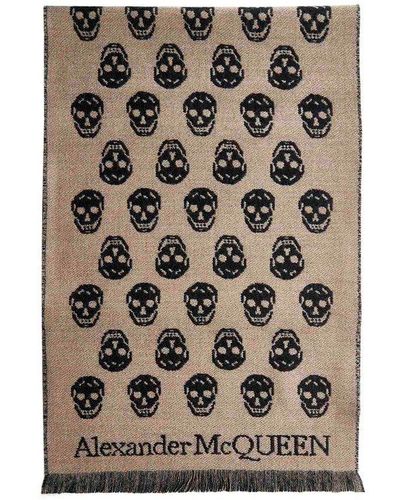 Alexander McQueen Skull Jacquard Wool Scarf - Multicolour