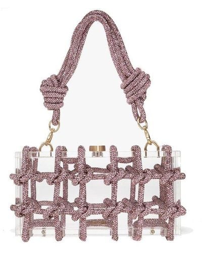 Cult Gaia Bess Embellished Rope Detailed Shoulder Bag - Pink