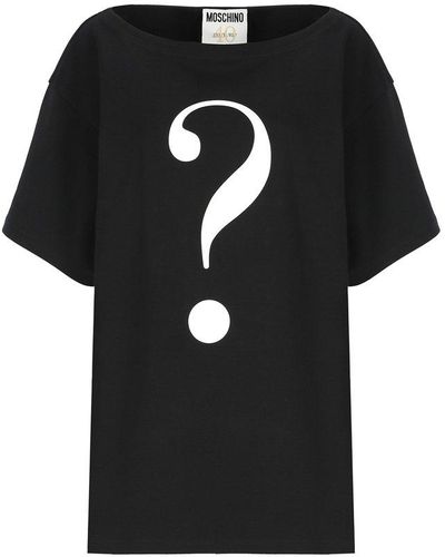 Moschino Question Mark Printed Crewneck T-shirt - Black