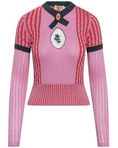 Cormio Kirby Layered Cable-knit Top - Pink