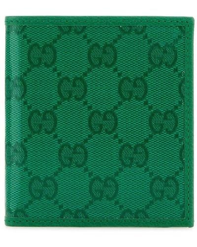 Gucci Folding Wallet With Monogram - Green