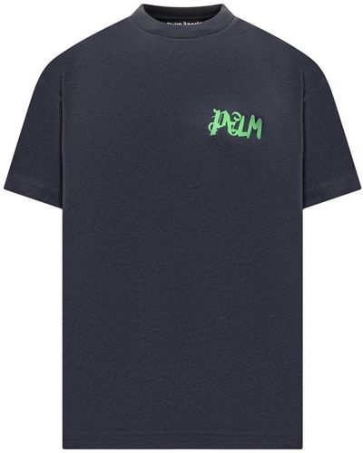 Palm Angels Am Lost Crewneck T-shirt - Blue