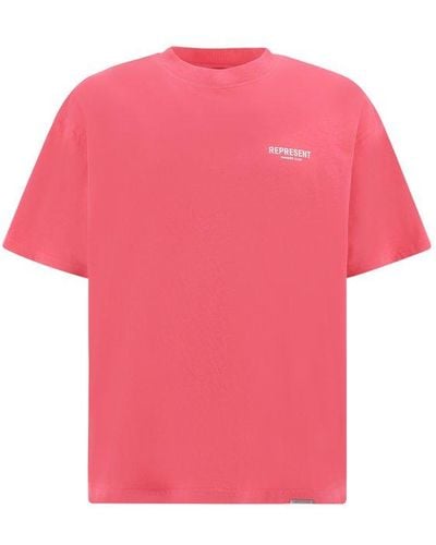 Represent Owners Club Logo Printed Crewneck T-shirt - Pink