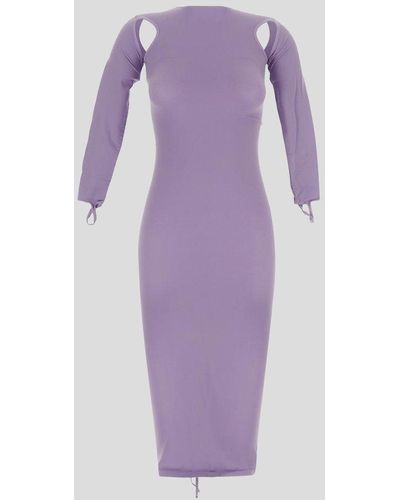 ANDREA ADAMO Drawstring Hem Cut Out Midi Dress - Purple