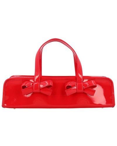 Comme des Garçons Ribbon Detailed Zip-up Tote Bag - Red