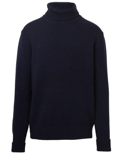 Fay Ribbed-knit Roll Neck Sweater - Blue