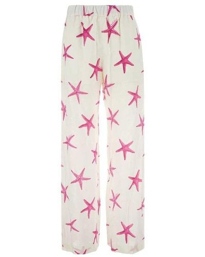 Valentino Allover Starfish Printed Elastic Waist Pants - Pink