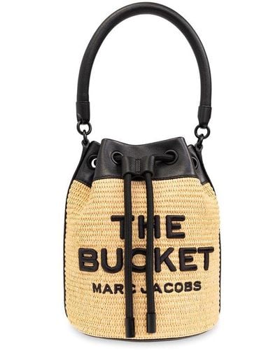 Marc Jacobs The Woven Logo Embroidered Bucket Bag - Natural