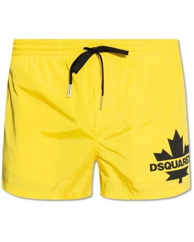 DSquared² Swimming Shorts With Logo - Yellow