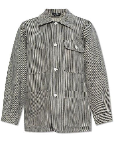 A.P.C. Striped Pattern Shirt Jacket - Grey