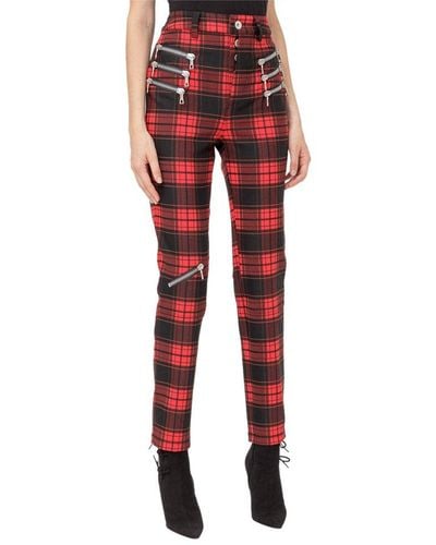 Unravel Project Tartan Pattern Trousers - Red