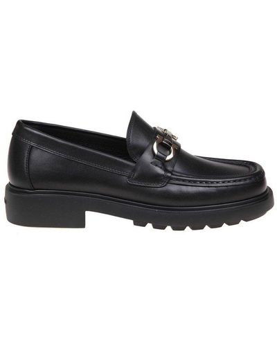 Ferragamo Duglas Hook Detailed Loafers - Black