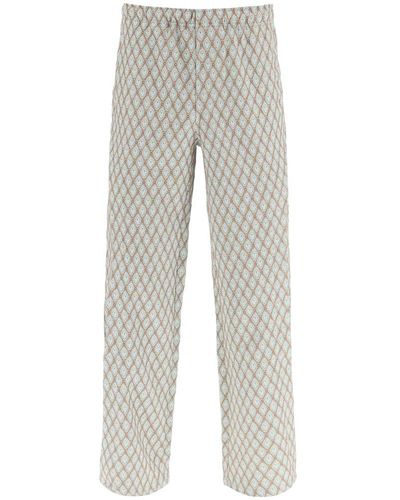 ANDERSSON BELL Jacquard Layered Straight Leg Trousers - Grey