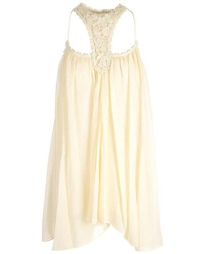 Isabel Marant Laced Ruched Mini Dress - Natural