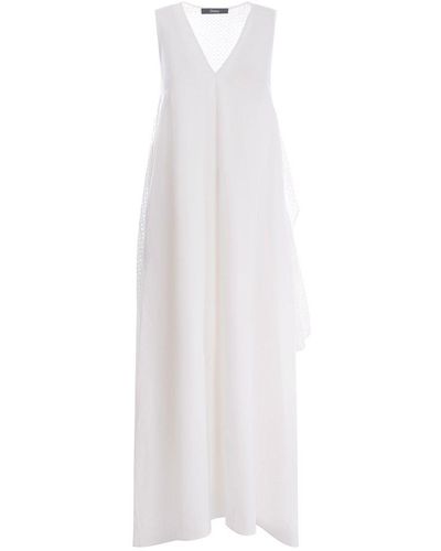 Herno V-neck Panelled Sleeveless Midi Dress - White